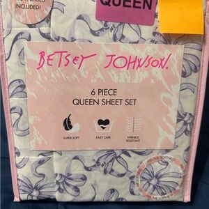 Betsey Johnson Purple Bow Queen Sheet Set